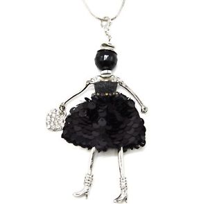 【送料無料】ネックレス　ペンダントネックレスドレススパンコールsp829d sautoir collier pendentif poupe articule robe perles et sequins