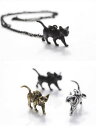 【送料無料】ネックレス　チャットペンダントブロンズシルバーブラックカラーcollier avec chat pendentif bronze, argent ou noir