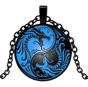 yzlbNX@RAhS`F[collier pendentif dragon yin et yang, chaine 50 cm