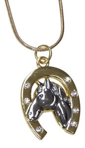 レディースジュエリー・アクセサリー, ネックレス・ペンダント  collier, pendentif fer a cheval argent et dor strass blanc