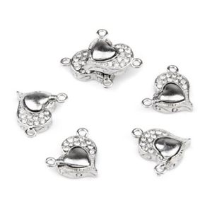 【送料無料】ネックレス　×5x6x fermetures magnetiques en forme de coeur de strass 21x16mm e2i8