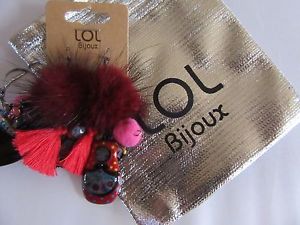 yzlbNX@CO||{h[obOWG[pW}boucles doreille pompon matriochkas bordeaux rouge sac bijoux lol,,dormeuses