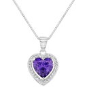 ネックレス　スターリングシルバーペンダントネックレスジルコンen argent sterling 925 collier pendentif en coeur violet zircon transparent