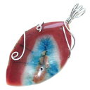 【送料無料】ネックレス ペンダントオレンジgros pendentif original plaqu argent agate naturelle orange bleu bijou pendant
