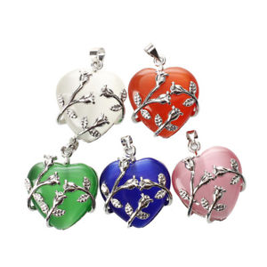 【送料無料】ネックレス ××ハートローズフラワーペンダントビーズインチ5x5x coeur rose fleur pendentifs oeil de chat perles 1x0,83 pouces o6g9