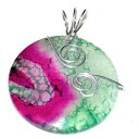 【送料無料】ネックレス ペンダントグリーンピンクpendentif original plaqu argent agate naturelle vert rose bijou pendant