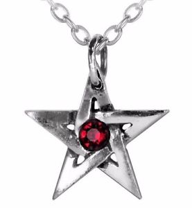 ネックレス　クリスタルレッドセンターゴシックrouge cristal centre protecteur amulette pentagramme pendentif alchemy gothic