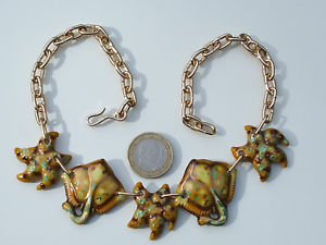 ネックレス　セラミックネックレスjoli collier de plage ancien en ceramique vernissee longueur rglable