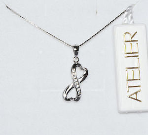 楽天hokushin【送料無料】ネックレス　シルバークランプワークショップジルコングロスホワイトアルcollier infini femme atelier en argent 925 avec zircon blanc brillant al11