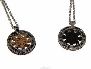【送料無料】ネックレス ネロロcatena collana uomo acciaio ciondolo ip nero oro timone venti ruota di zirconi