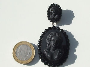 yzlbNX@KXubNbeau pendentif ancien xixme avec 2 camees noirs en pte de verre 6,5cm