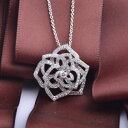 【送料無料】ネックレス　クリップスターリングシルバーcollier court pendantif argent sterling 925 fleur camelia cisel cz incrust cy5