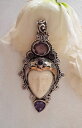 【送料無料】ネックレス　クリエイションシルバーペンダントマスクagnes creations sublime pendentif argent 925 amp; masque os sculpte amp; 5 amethystes