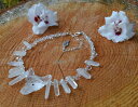 【送料無料】ネックレス　クリップオオカミエルフcollier loup blanc cristal de roche reine du glace quarz cru wicca sorcire elfe