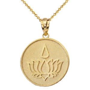 yzlbNX@\bhNvEheBAS[hCG[S[hsolide 14k or jaune fleur de lotus fleur avec larme rond collier