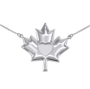 yzlbNX@\bhS[hn[g[v[t14k fin poli blanc solide coeur or feuille drable collier