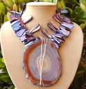 【送料無料】ネックレス　メノウネックレスviolet agate grosse naturel gode thunderegg collier mo perle coquilles gemmes