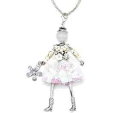 【送料無料】ネックレス ペンダントネックレスファブリックsp838d sautoir collier pendentif poupe articule robe tissu manches fleurs(4)