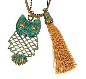 【送料無料】ネックレス　クランプフクロウグリーンブラウンレザーブレスレットフクロウシーズンchouette collier vert brun bracelet en cuir ella jonte long hibou neuf saison