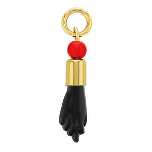 ̵ۥͥå쥹ɥå14k plaqu or rouge noir figa main mauvais oeil prot...