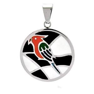 yzlbNX@XeXX`[fBXNy_gacier inoxydable disque pendentif avec multicolore oiseaux motif , gratuit