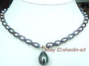 【送料無料】ネックレス charmant ,noir, rel, perle de culture , collier ,43cm(4)