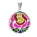 【送料無料】ネックレス　ステンレススチールディスクデザインペンダントacier inoxydable disque pendentif avec multicolore conception de fleur,gratuit