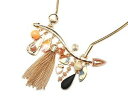 【送料無料】ネックレス　ネックレスペンダントベージュポンポンcc1678e collier plastron pendentif multiformes email beige, perles, pompon