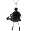 【送料無料】ネックレス ペンダントネックレスポンポンドレスsp853d sautoir collier pendentif poupe robe pompon fourrure noir et lopar(4)