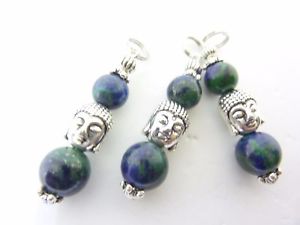 ネックレス　ペンダントラピスラズリpendentif bouddha lapis lazuli amp; chrysocolle perles 108 mm longueur 4 cm