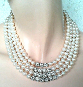 yzlbNX@r[Yp[KXNv2316 collier quatre rangs de perles verre nacr