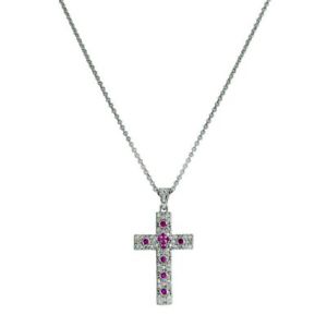 yzlbNX@A[AWFgRcollana amen cczbr in argento 925 con croce zirconata e cristalli fucsia