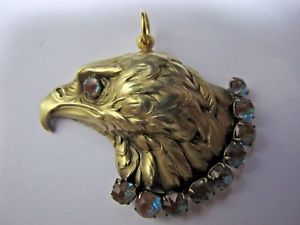 yzlbNX@A[k[{[magnifique pendentif art nouveau tete daigle orn de saphiret