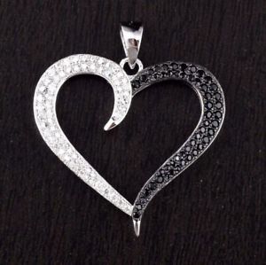 【送料無料】ネックレス　ソリッドシルバーキュービックジルコンバレンタインホワイトブラックfemmes massif 925 argent massif zircon cubique saint valentin amour blanc noir