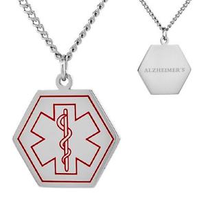 【送料無料】ネックレス　アルツハイマーステンレスアラートalzheimer acier inoxydable alerte mdicale hexagone shape pendant,762cm