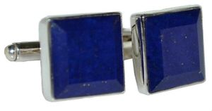 【送料無料】メンズアクセサリ—　スターリング925エメラルドカットカフスリンクsterling 925 silver emerald cut lapis lazuli cufflinks, authentic gemstone gifts