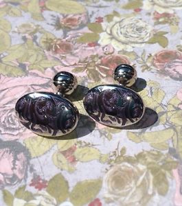 【送料無料】メンズアクセサリ—　カフパープルライラックカフスボタンシルバーリンクetro cuff links filagree purple lilac swirls cufflinks silver groom wedding