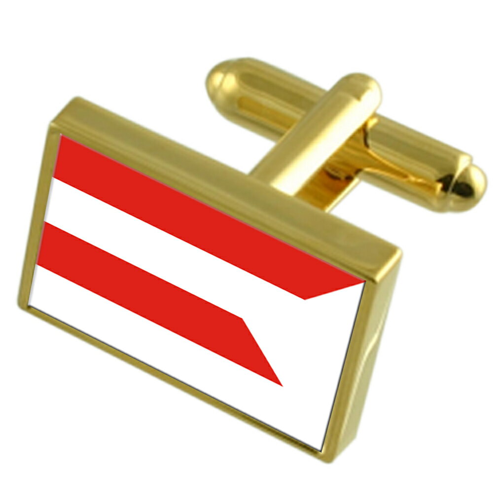 【送料無料】メンズアクセサリ—　シティスロバキアゴールドフラッグカフスボタンボックスpresov city slovakia gold flag cufflinks engraved box