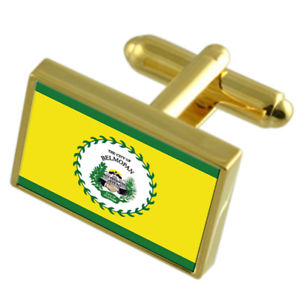 【送料無料】メンズアクセサリ—　ベリーズシティゴールドフラッグカフスボタンボックスbelmopan city belize gold flag cufflinks engraved box