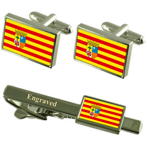 【送料無料】メンズアクセサリ—　アラゴンカフスボタンタイクリップマッチングボックスaragon flag cufflinks engraved tie clip matching box set