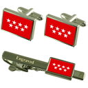 【送料無料】メンズアクセサリ— マドリッドカフスボタンタイクリップマッチングボックスmadrid flag cufflinks engraved tie clip matching box set