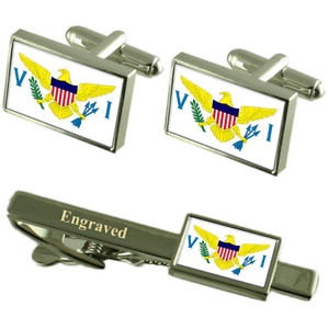 【送料無料】メンズアクセサリ—　バージンカフスボタンタイクリップマッチングボックスvirgin islands flag cufflinks engraved tie clip matching box set