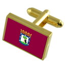 【送料無料】メンズアクセサリ— マドリッドスペインゴールドフラッグカフスボタンボックスmadrid city spain gold flag cufflinks engraved box