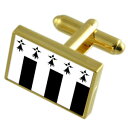 【送料無料】メンズアクセサリ- レンヌフランスゴールドフラッグカフスボタンボックスrennes city france gold flag cufflinks engraved box