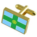 【送料無料】メンズアクセサリ—　ダービーシャーイングランドゴールドフラッグカフスボタンボックスderbyshire county england gold flag cufflinks engraved box