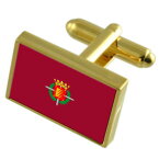 【送料無料】メンズアクセサリ—　バリャドリッドスペインゴールドフラッグカフスボタンボックスvalladolid city spain gold flag cufflinks engraved box