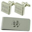 【送料無料】メンズアクセサリ— スクエアカフスボタンドルマネークリップセットbest man engraved square cufflinks d...