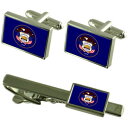 【送料無料】メンズアクセサリ— ユタカフスボタンタイクリップマッチングボックスセットutah flag cufflinks tie clip mat...