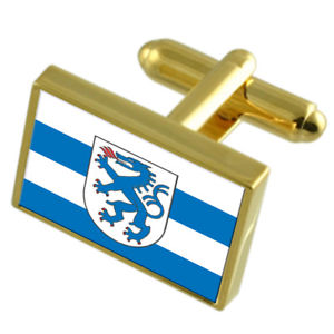 【送料無料】メンズアクセサリ—　インゴルシュタットドイツゴールドフラッグカフスボタンボックスingolstadt city germany gold flag cufflinks engraved box