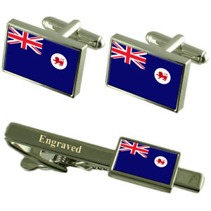 【送料無料】メンズアクセサリ—　タスマニアフラグカフスリンクボックスセットネクタイピンtasmania flag cufflinks engraved tie clip matching box set